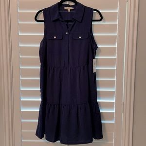 Navy collared sleeveless shirtdress.  Size L